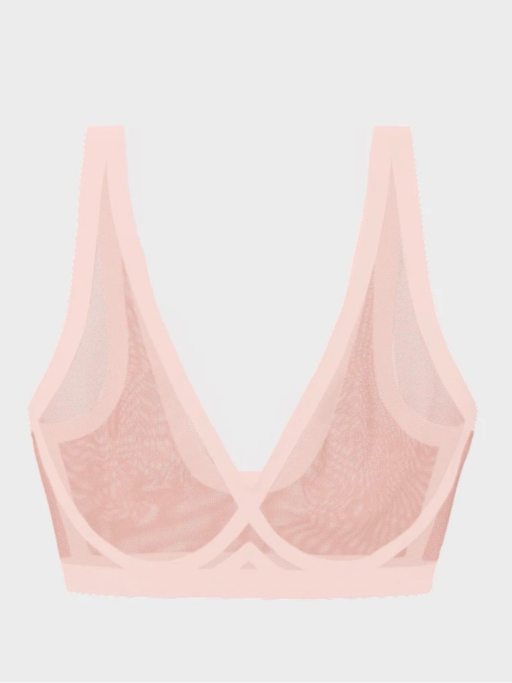 Sheer Plunge Bralette in Blush Pink